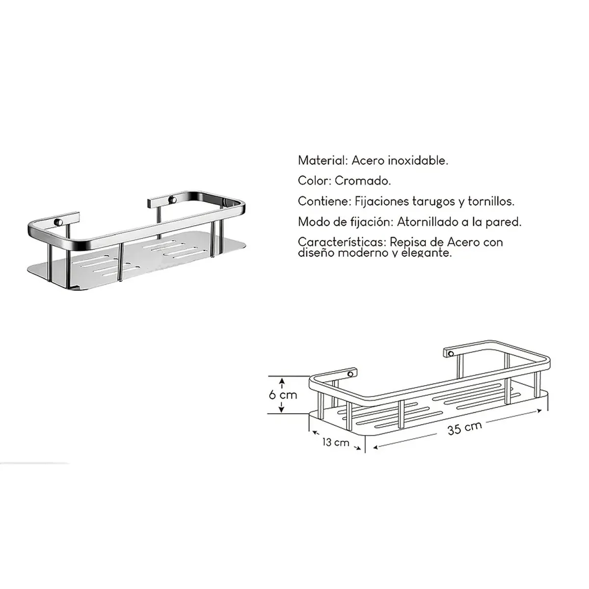 GENERICO - Repisa de Esquina Acero Inoxidable