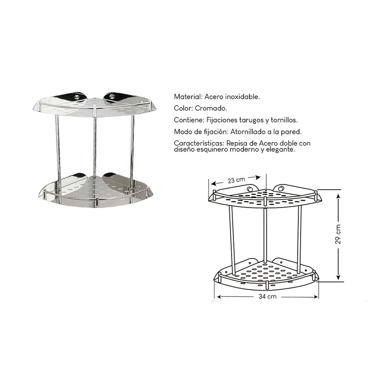 XM - Repisa doble de Acero Inoxidable