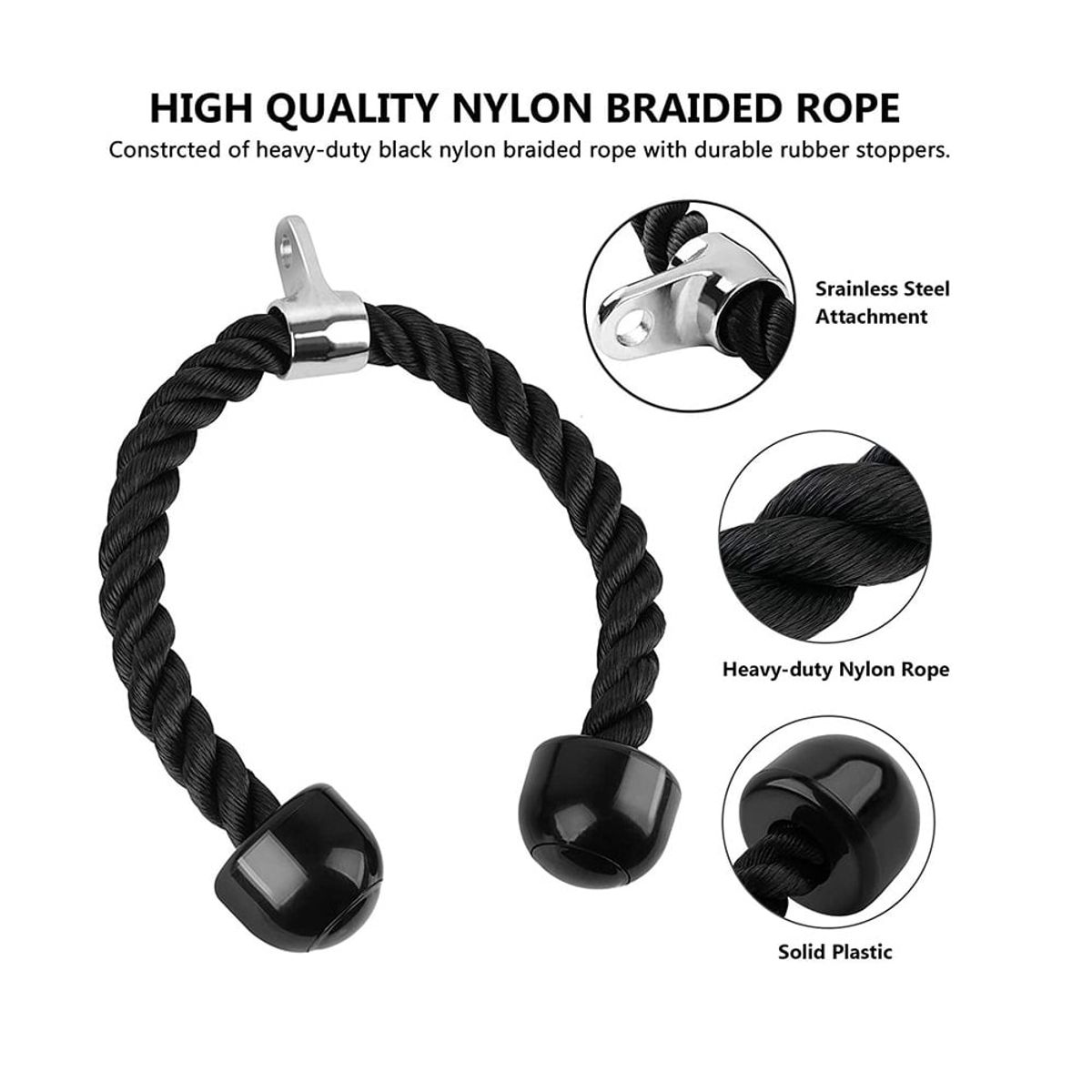 GENERICO - Agarre De Polea Soga Cuerda Trenzada Triceps Y Mas