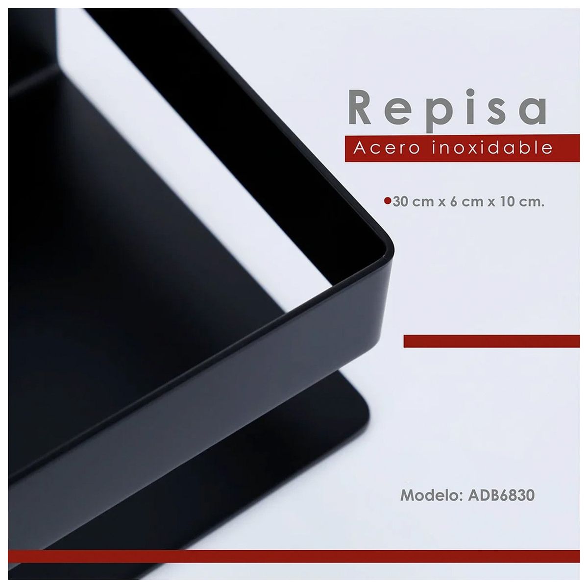 XM - Repisa para Baño en  Acero Inoxidable Negro mate