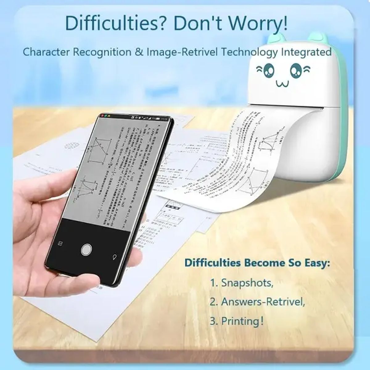 IMPORTADO MC - MINI IMPRESORA PORTÁTIL K-WAII Celeste