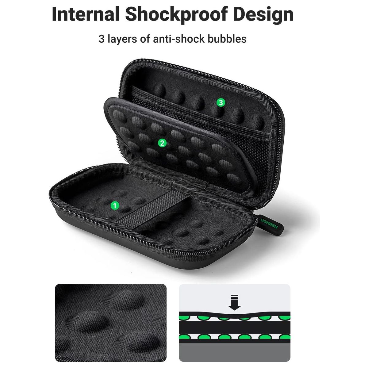 UGREEN - Estuche Rígido Ugreen Disco Duro Portátil 2.5" Cables LP128 - 40707