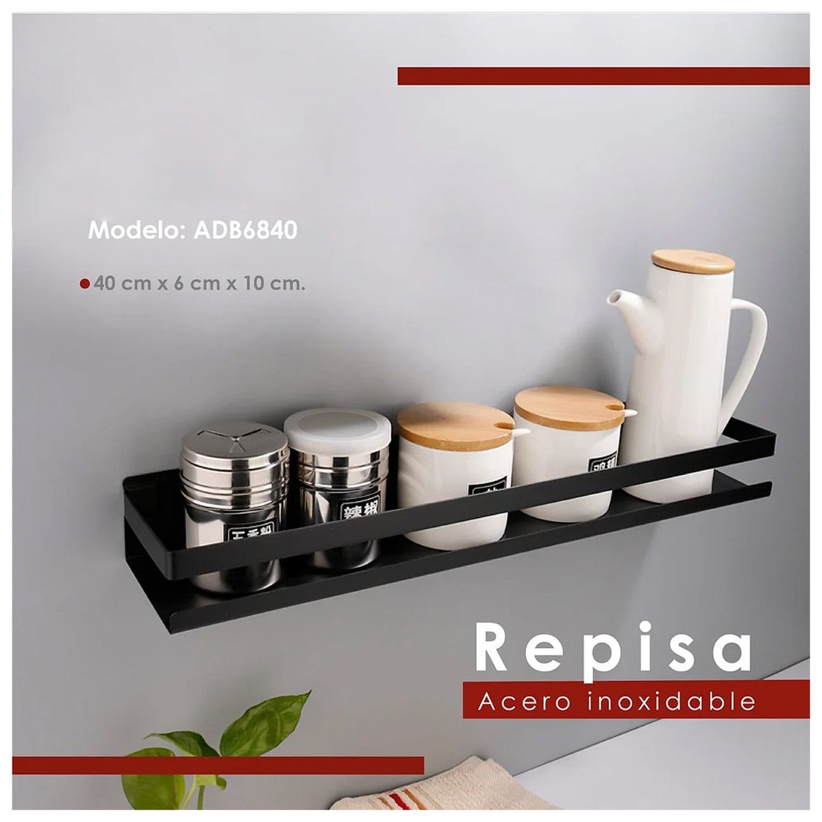 GENERICO - Repisa para Cocina Acero Inoxidable Negro mate