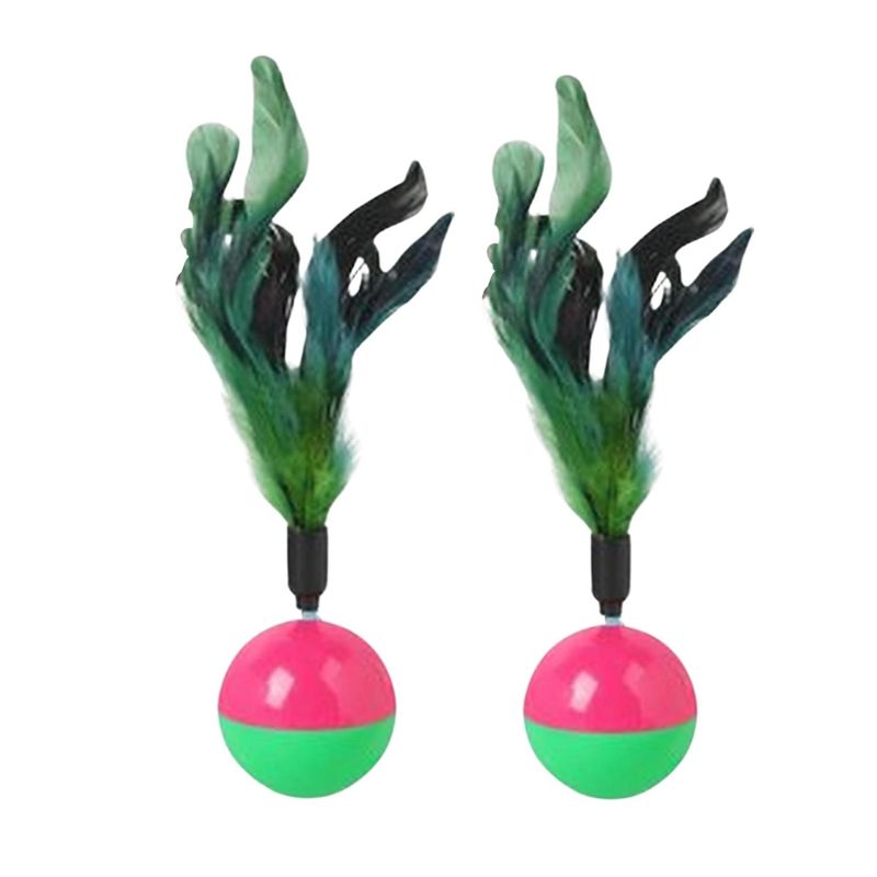 GENERICO - Packx2 Juguete de pelota con plumas para gato
