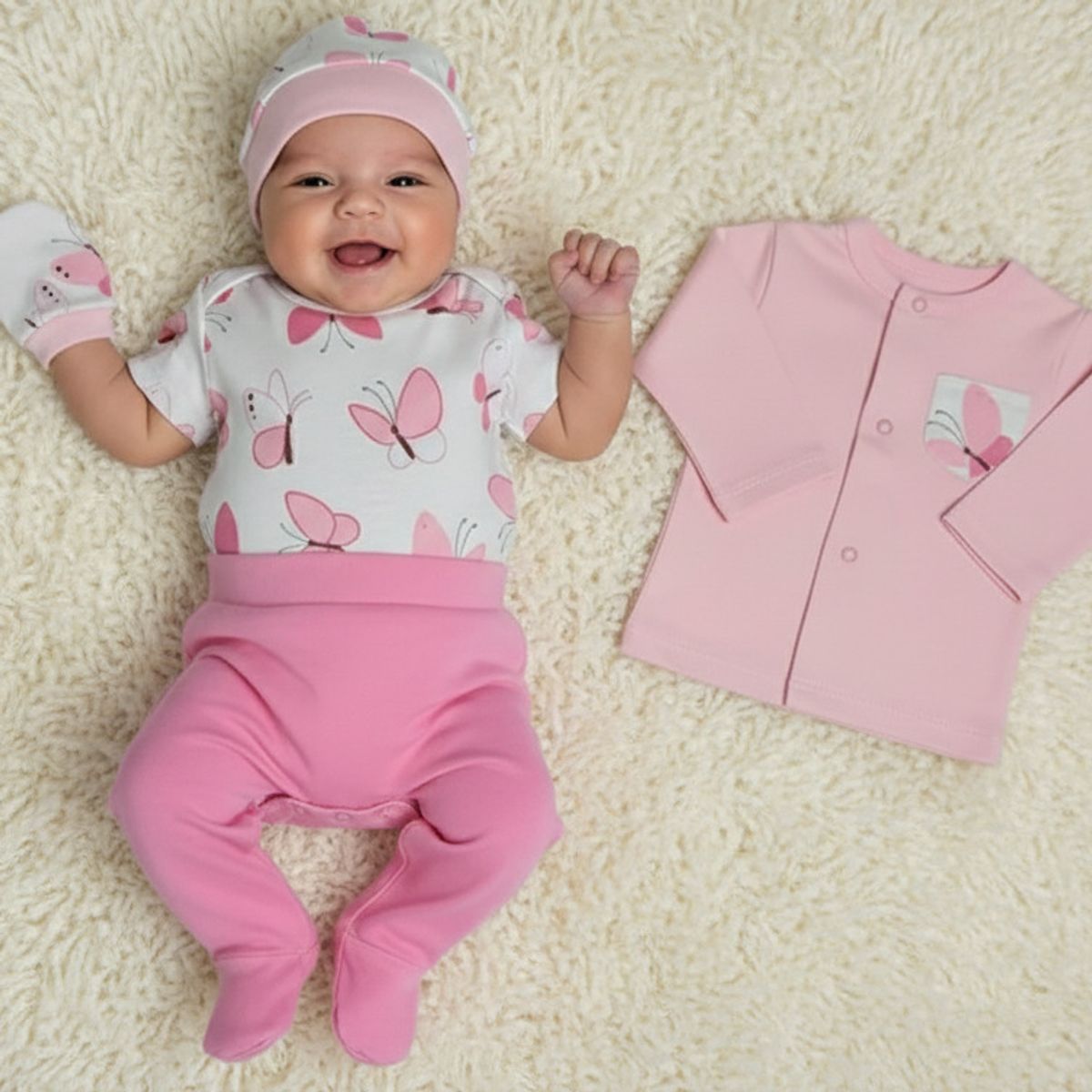 GENERICO - Ajuar para bebe Mariposas Rosa