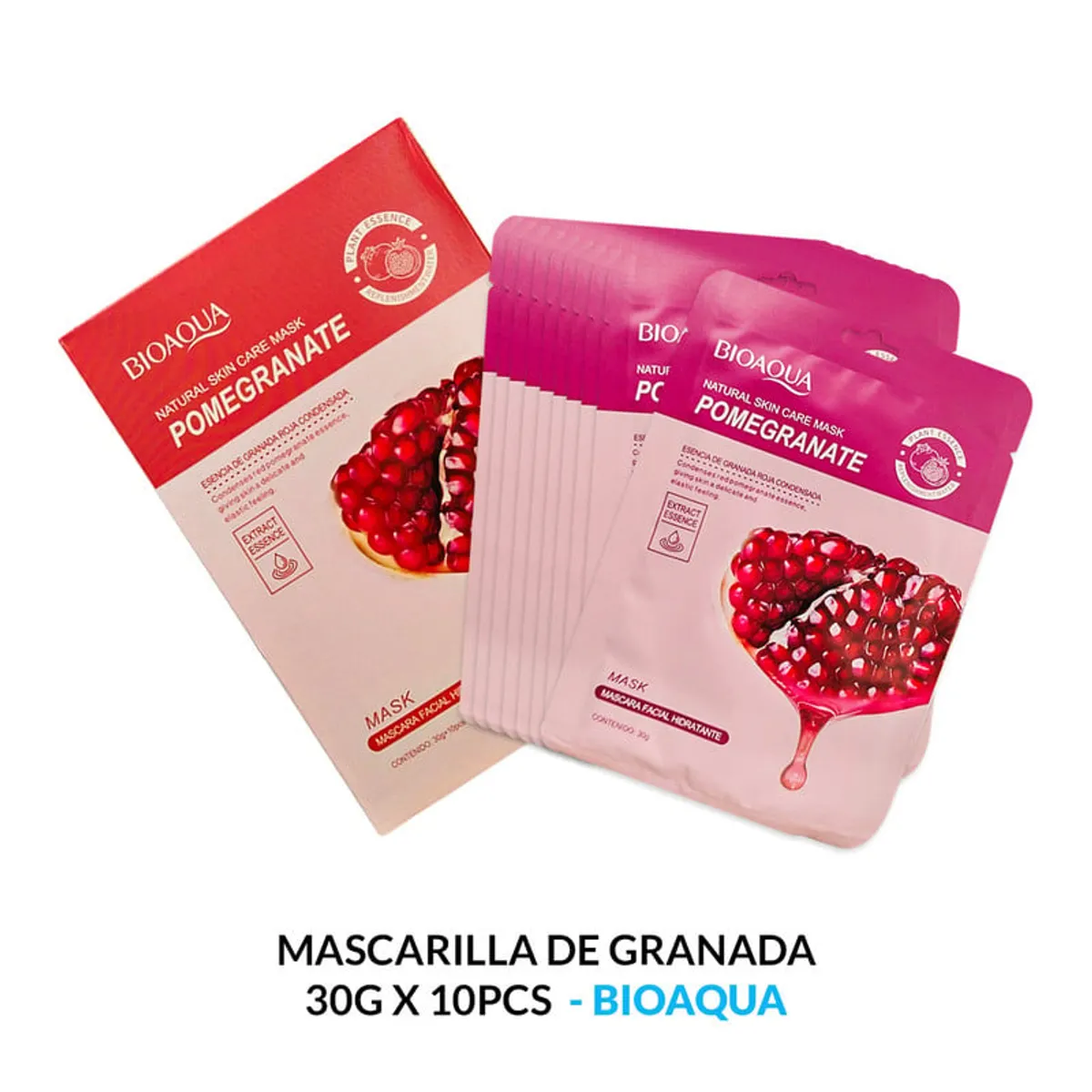 BIOAQUA - Mascarilla Natural De Granada 10Pcs Bioaqua 30Gr