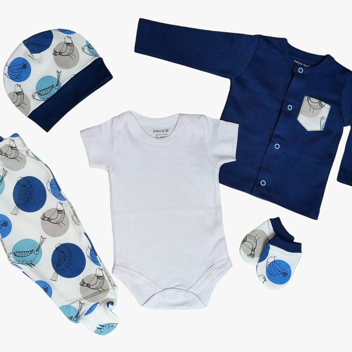 GENERICO - Ajuar para bebe Pajaritos Azul