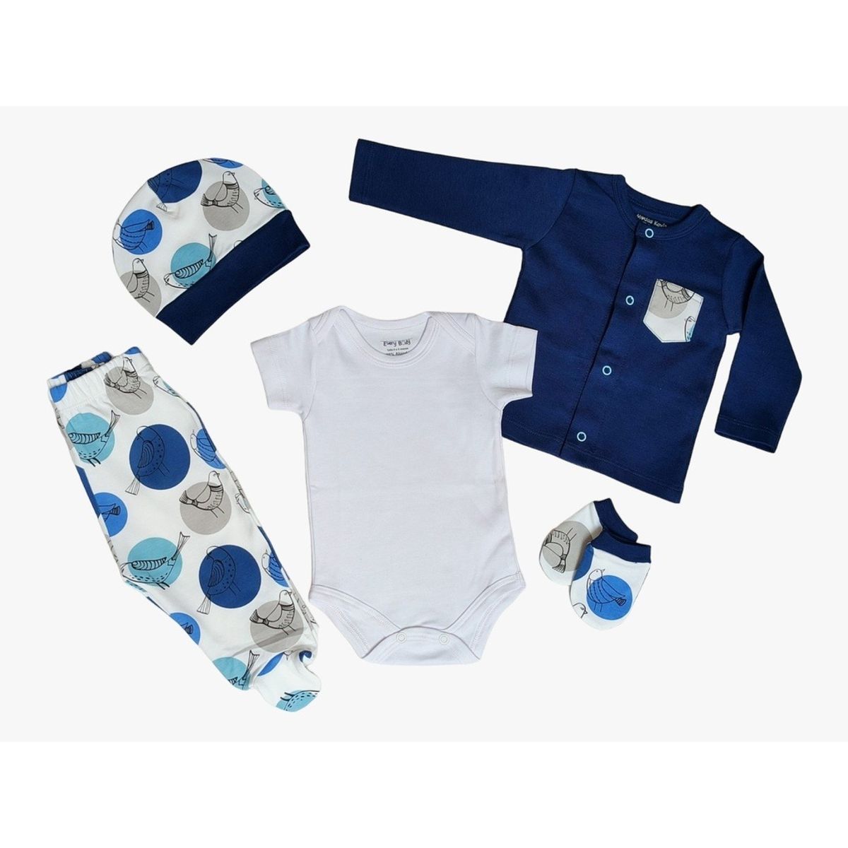 GENERICO - Ajuar para bebe Pajaritos Azul