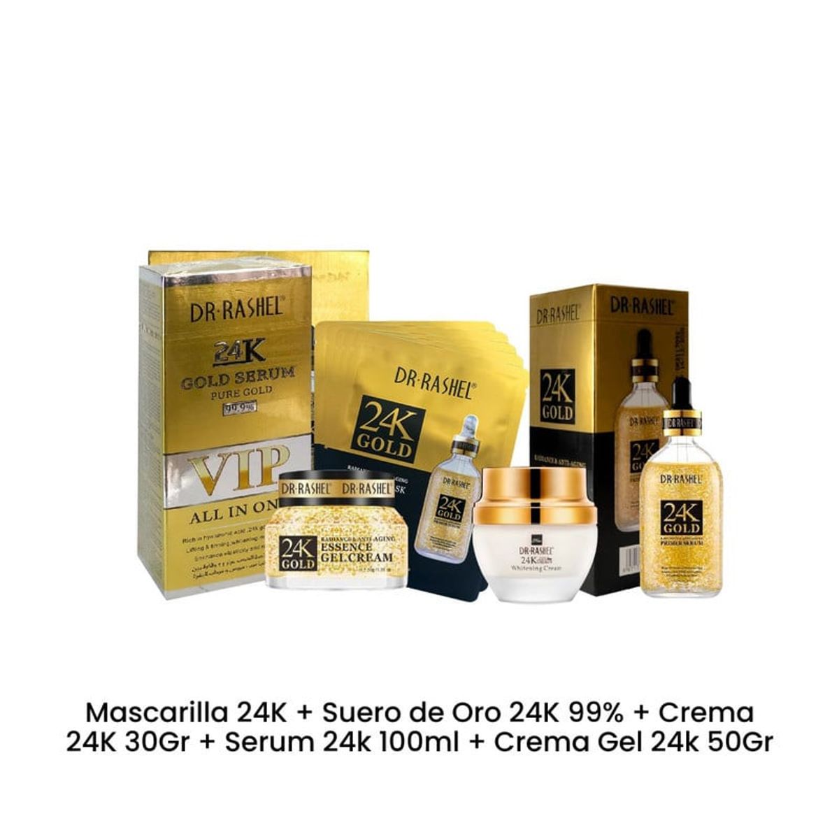 GENERICO - Mascarilla + Suero Oro 24K 99% + Crema+ Serum 24k + Crema Gel 24k