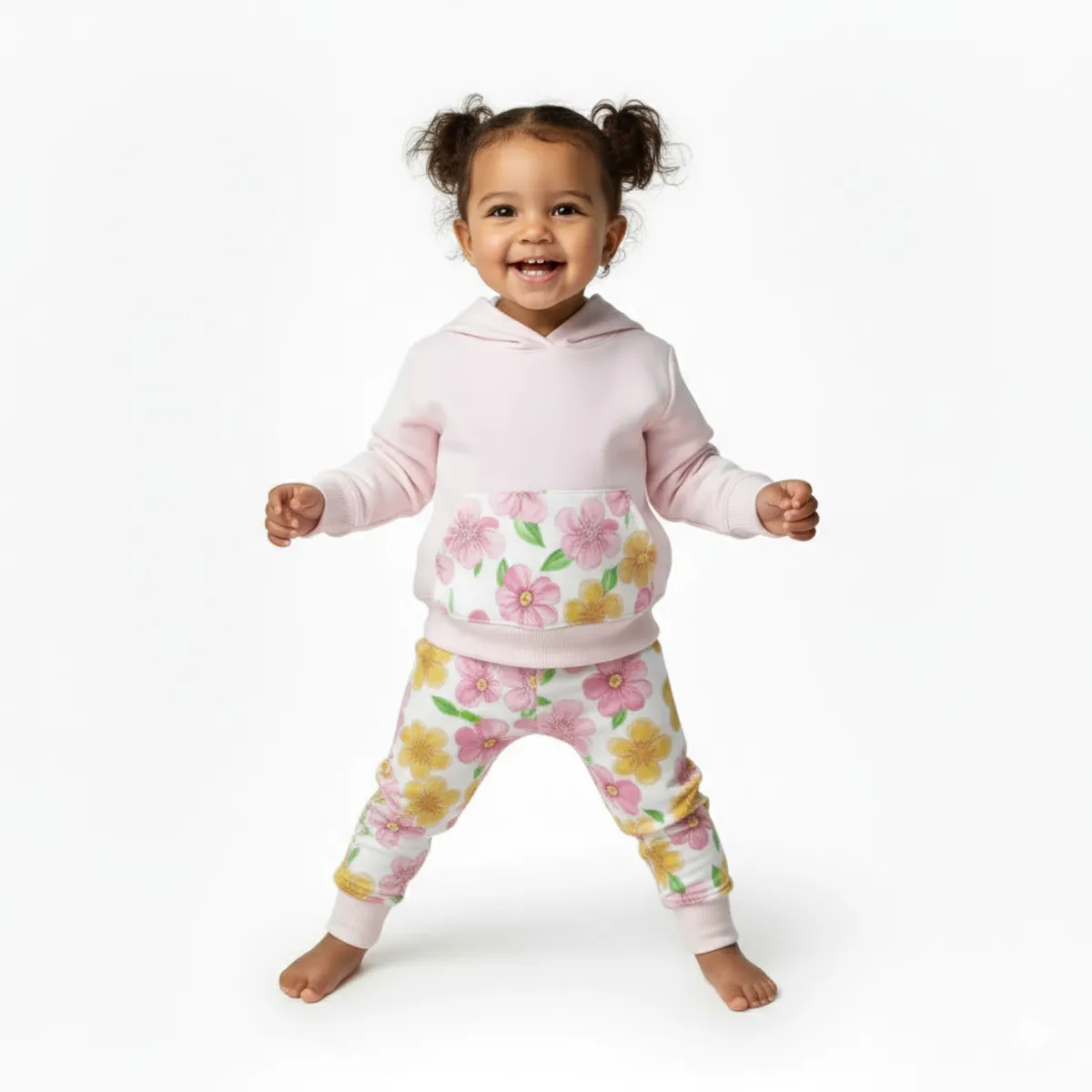 GENERICO - Conjunto Con Capucha Floreado Rosado