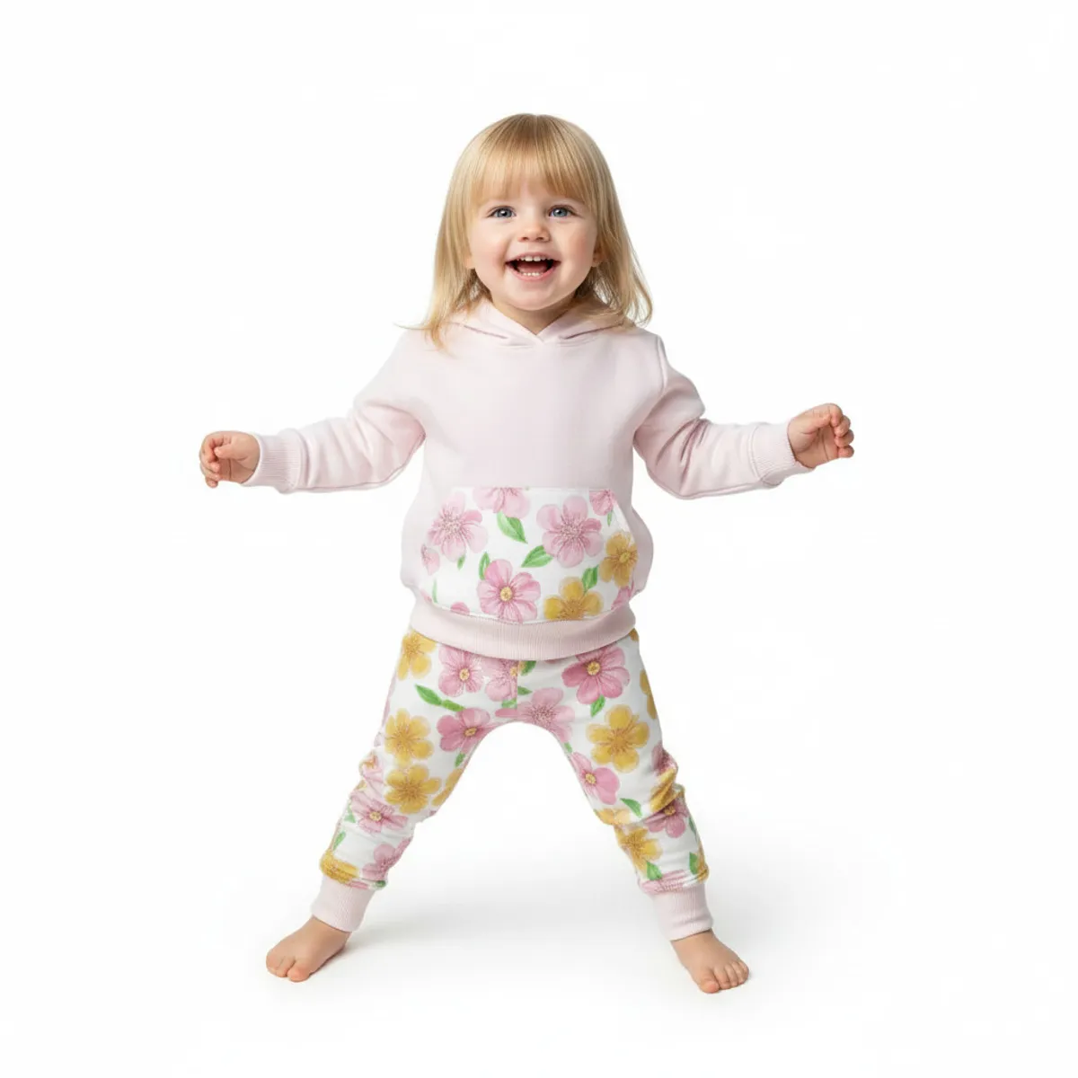 GENERICO - Conjunto Con Capucha Floreado Rosado