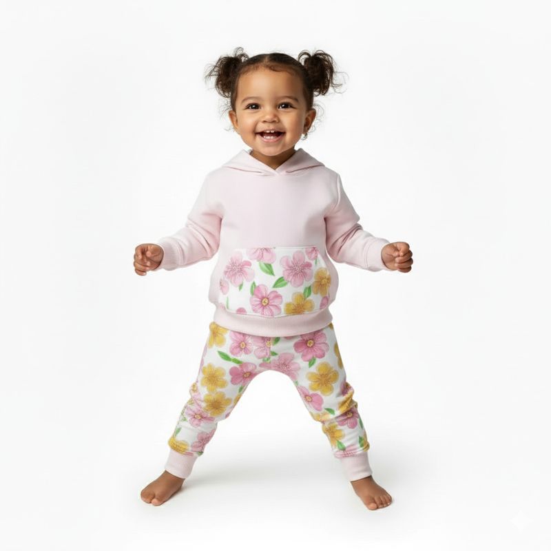 GENERICO - Conjunto Con Capucha Floreado Rosado