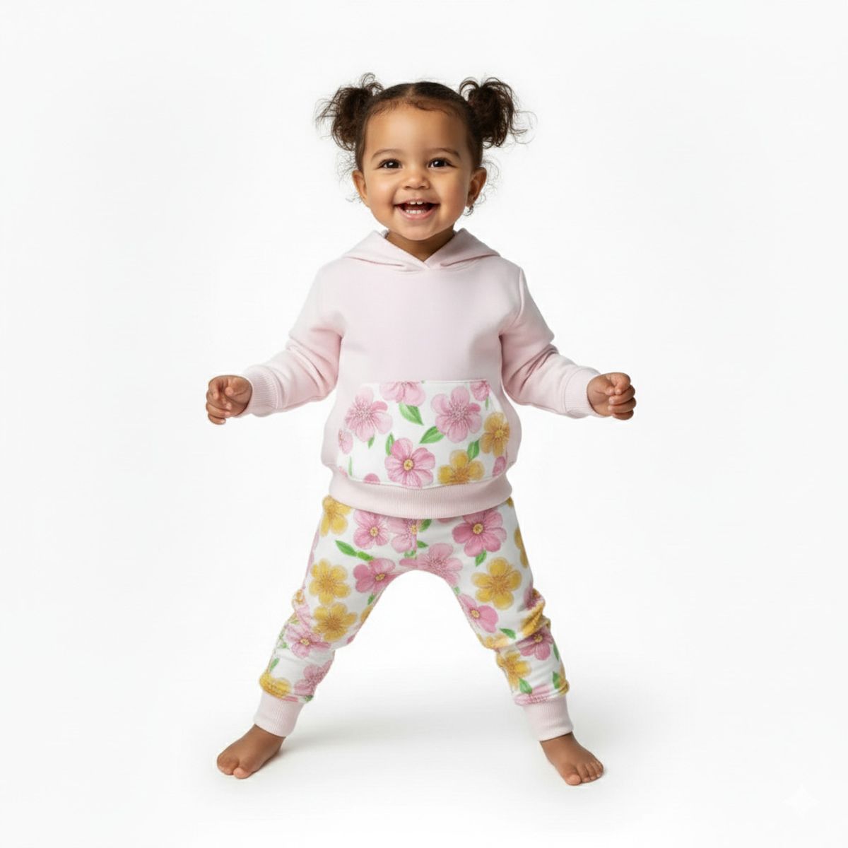 GENERICO - Conjunto Con Capucha Floreado Rosado