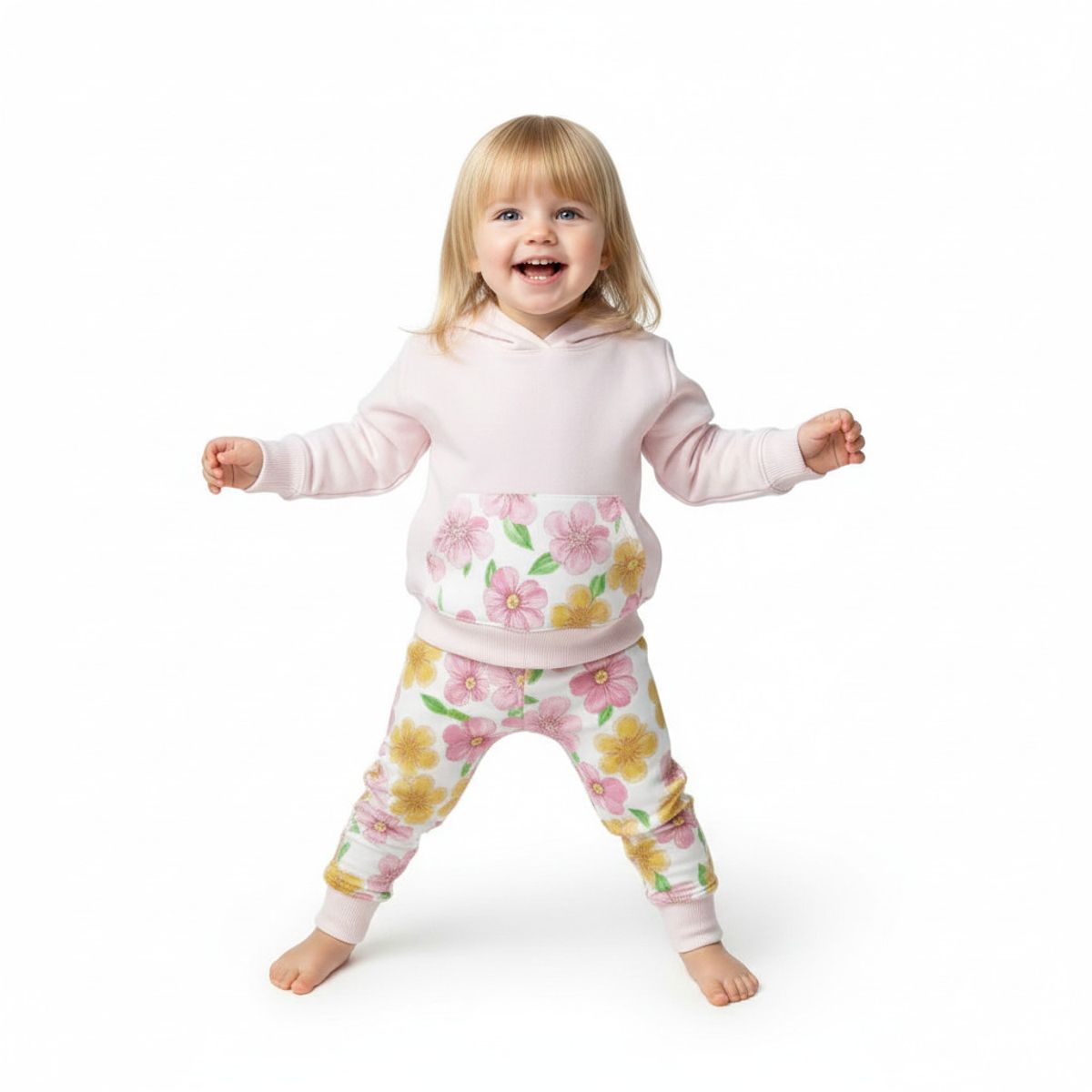 GENERICO - Conjunto Con Capucha Floreado Rosado