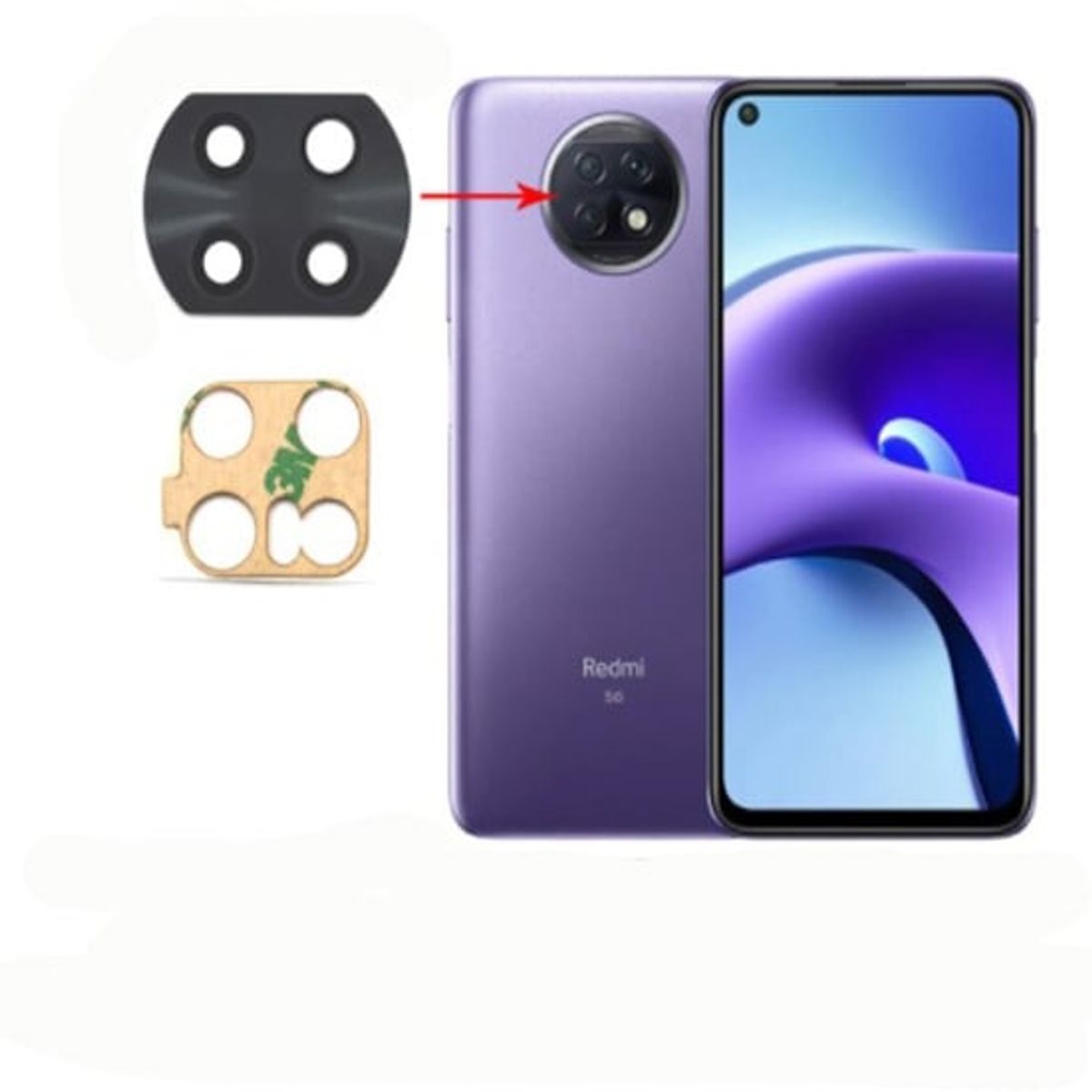 GENERICO - Repuesto lente Vidrio de cámara Xiaomi Redmi Note 9T 5G