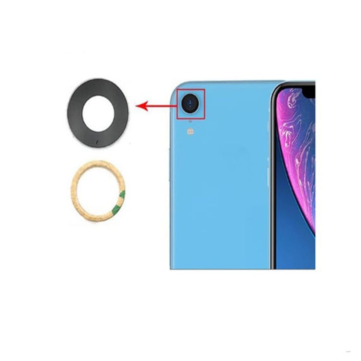 GENERICO - Repuesto lente Vidrio de cámara iPhone XR