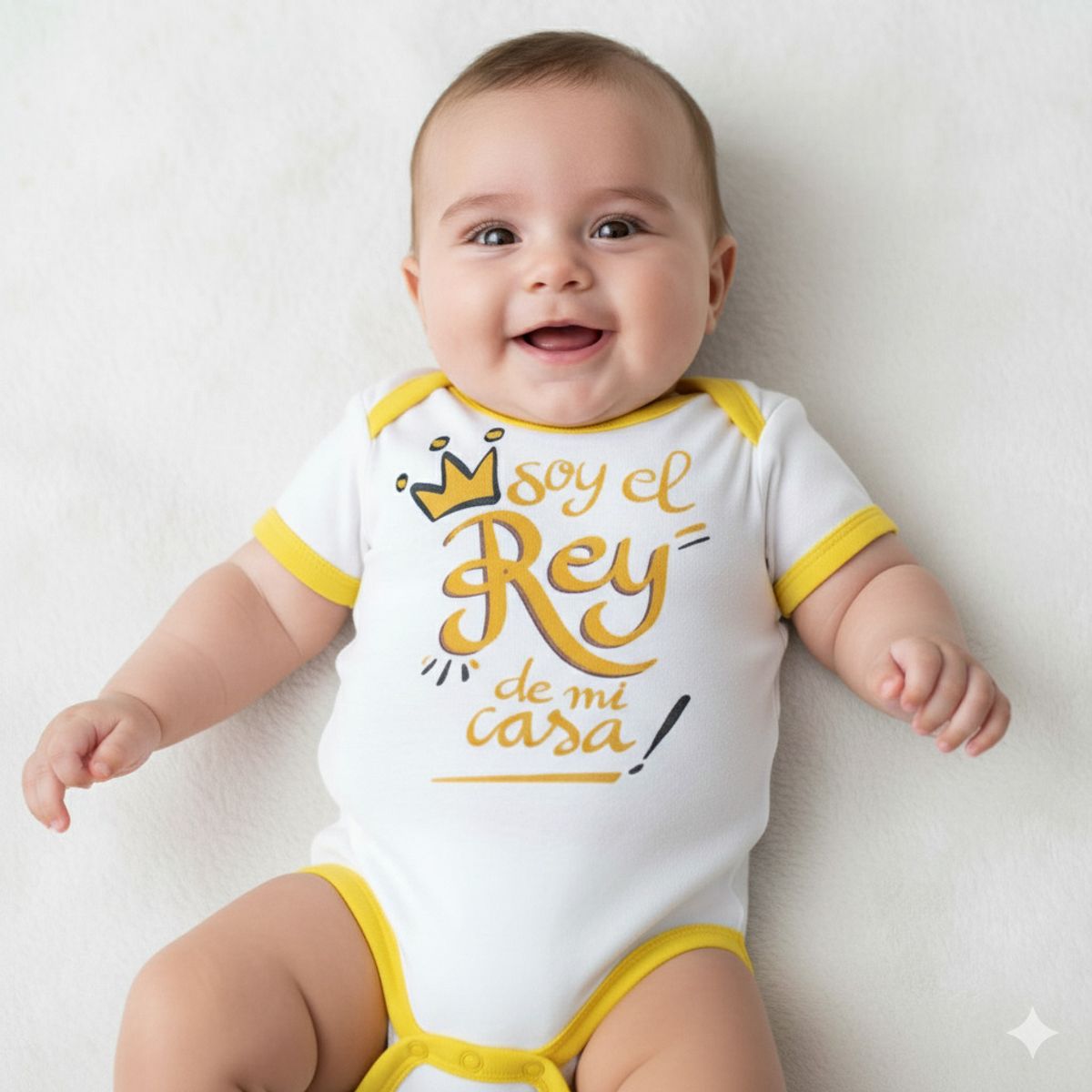 GENERICO - Body Bebé Soy el Rey Blanco de Algodón Pima