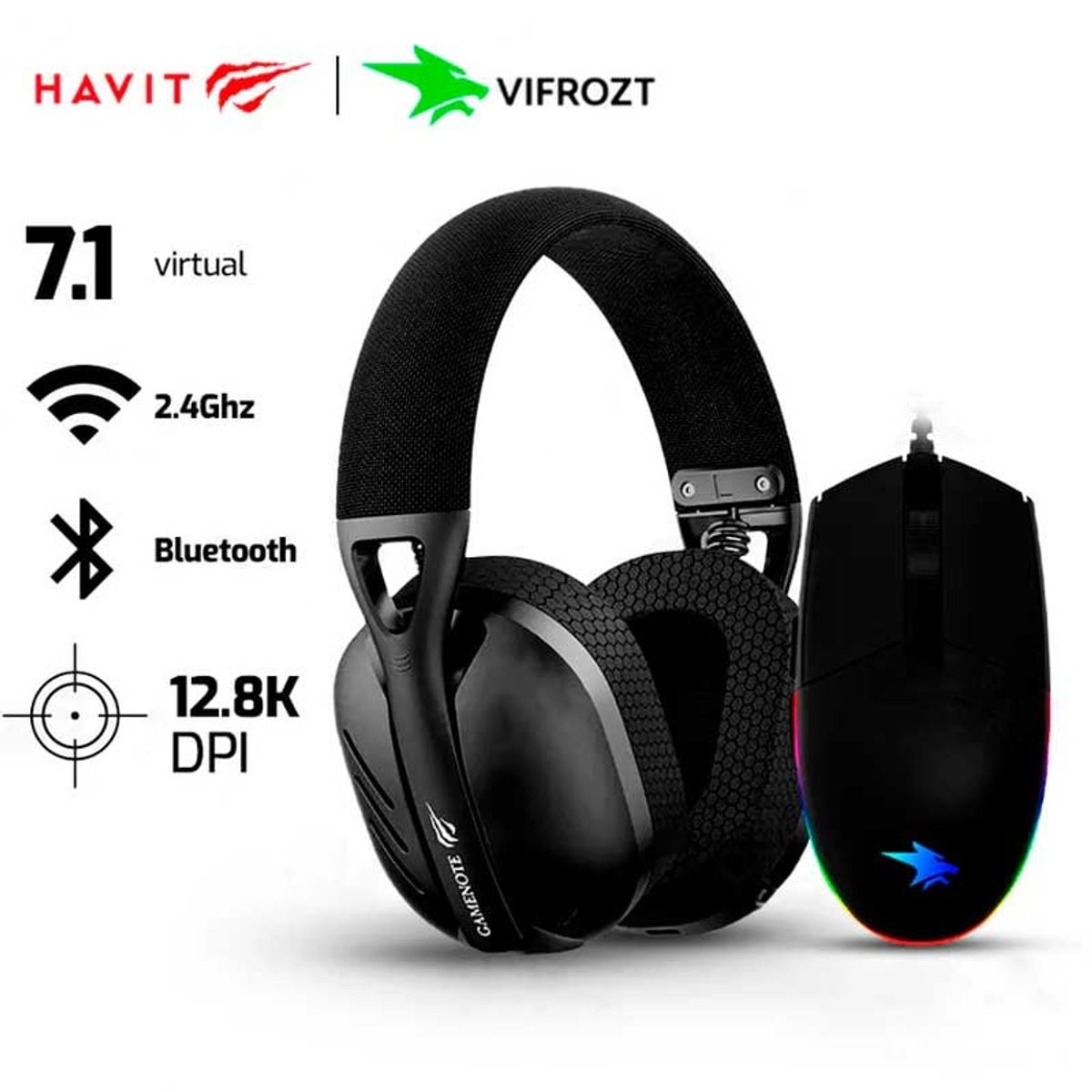 HAVIT - Audifono Havit FUXI-H3 Bluetooth- Inalambrico + Mouse Vifrozt Viking