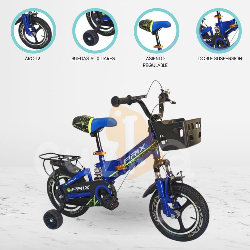 BABYGO - Bicicleta Plegable de Aluminio para Niños «PRIX« Blue