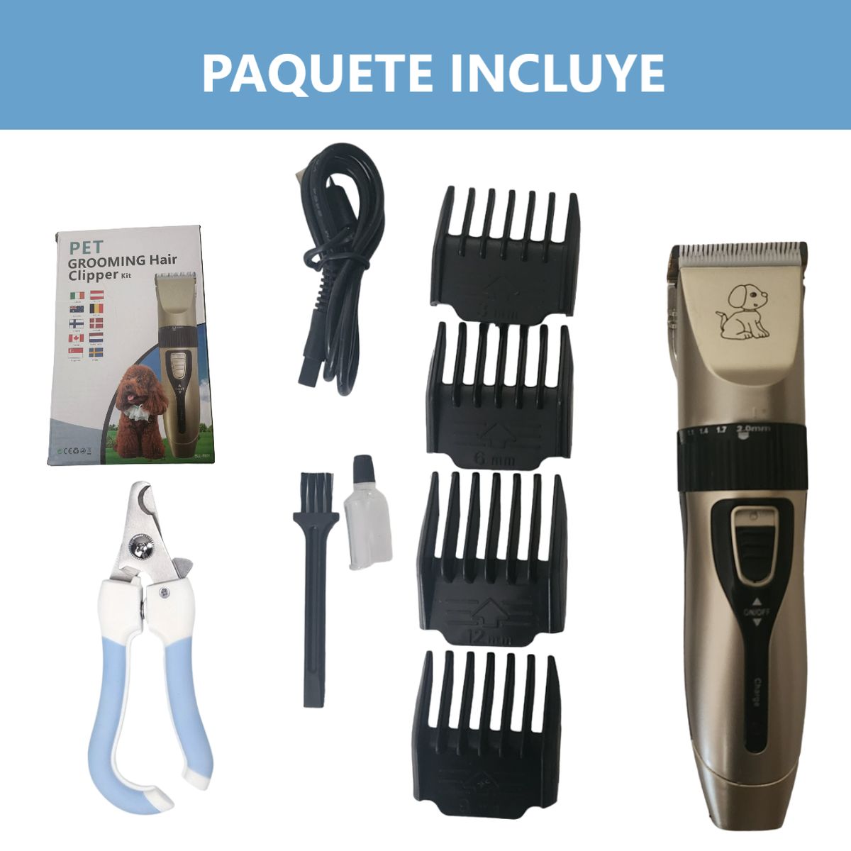 GENERICO - Kit inalámbrico completo para cortar el pelo de mascotas