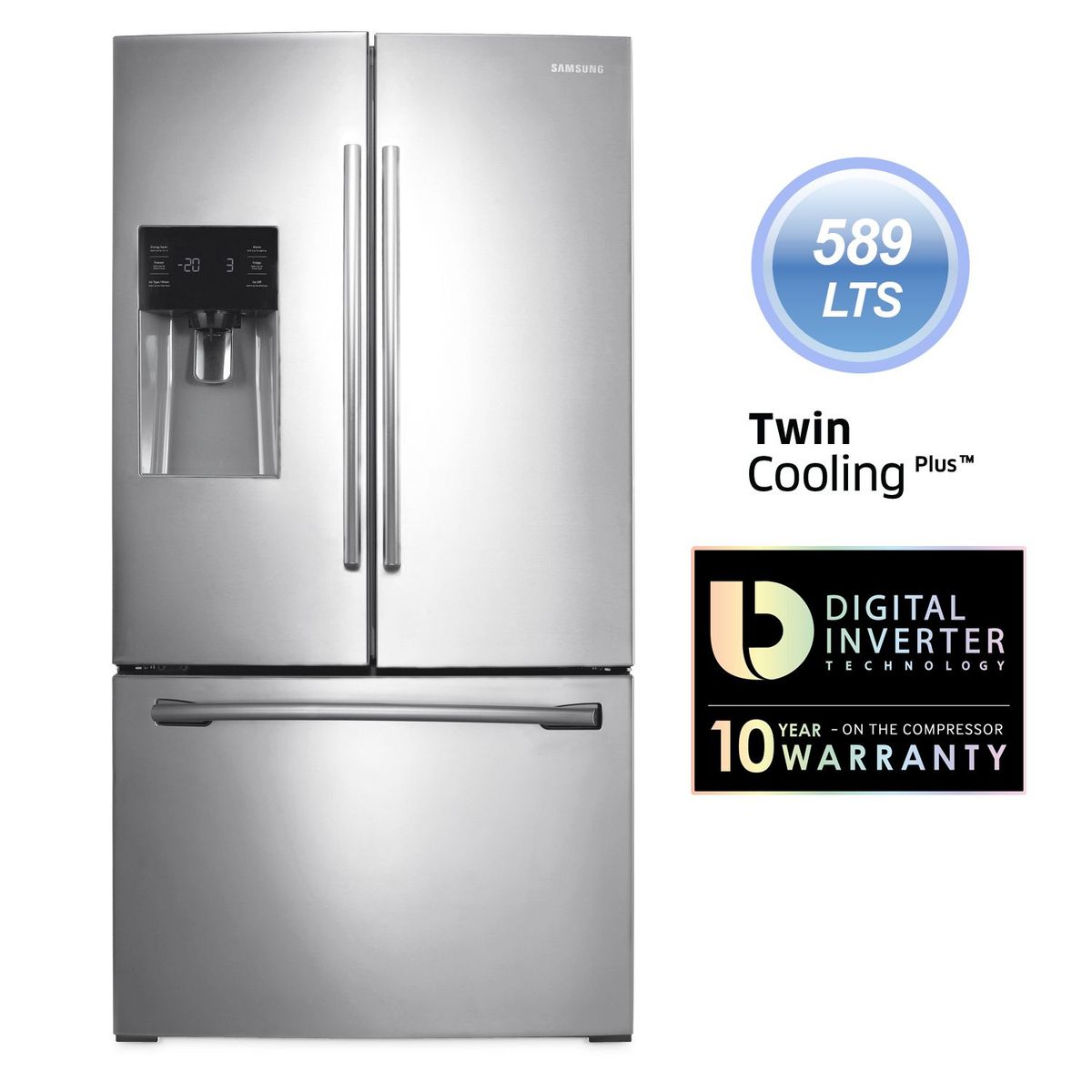 SAMSUNG - Refrigeradora 589 lt RF263BEAESL/PE Silver