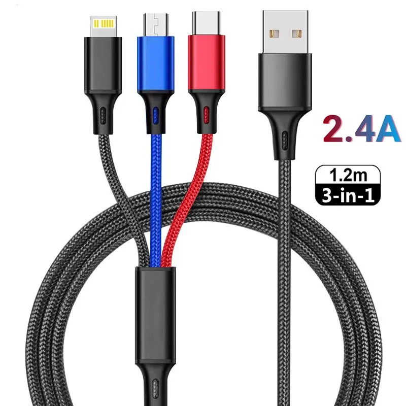 GENERICO - 3 en 1 Multi Cable de Carga, 1.2Multi USB Cargador Cable