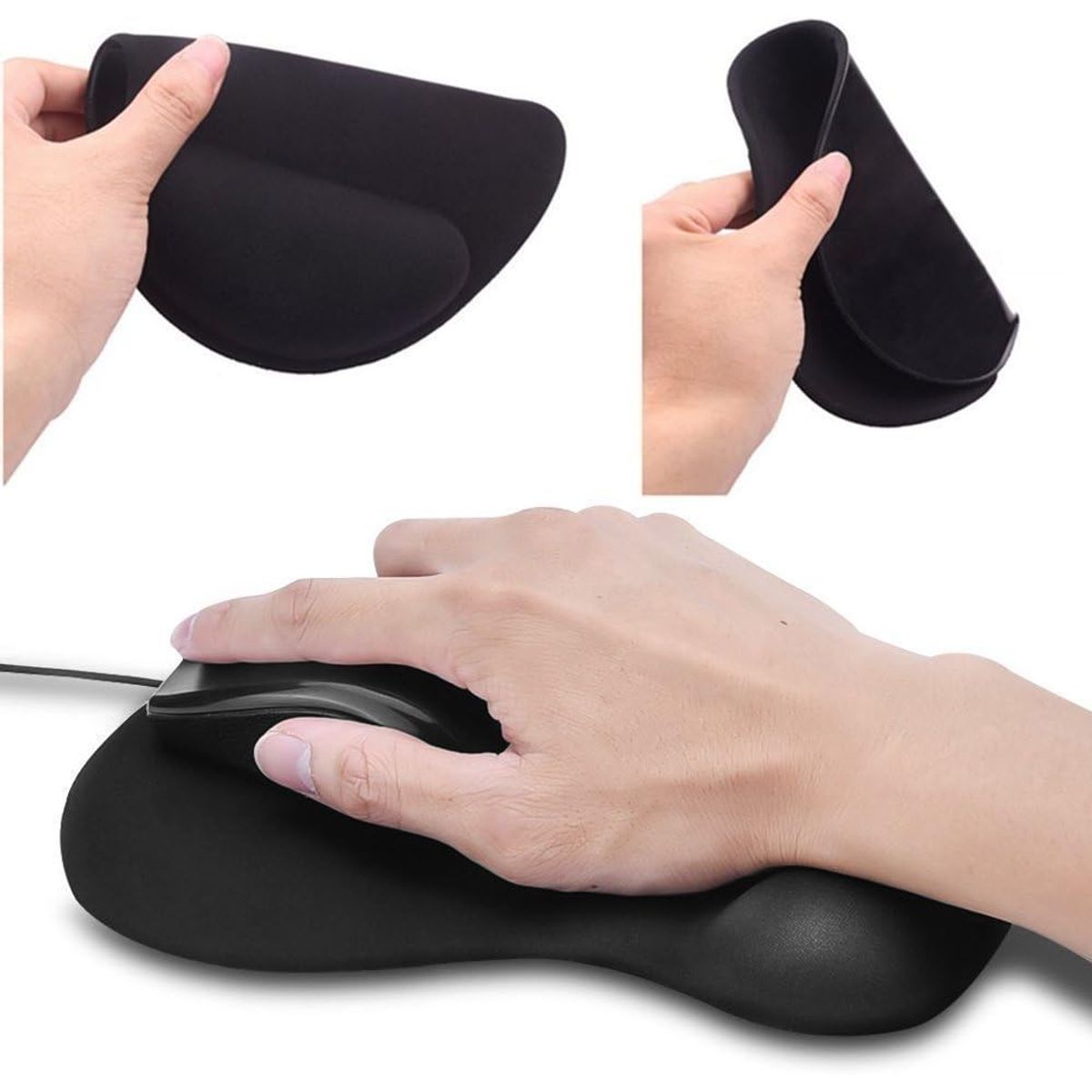 GENERICO - Pad Mouse Con Almohadilla Muñequera De Gel Negro