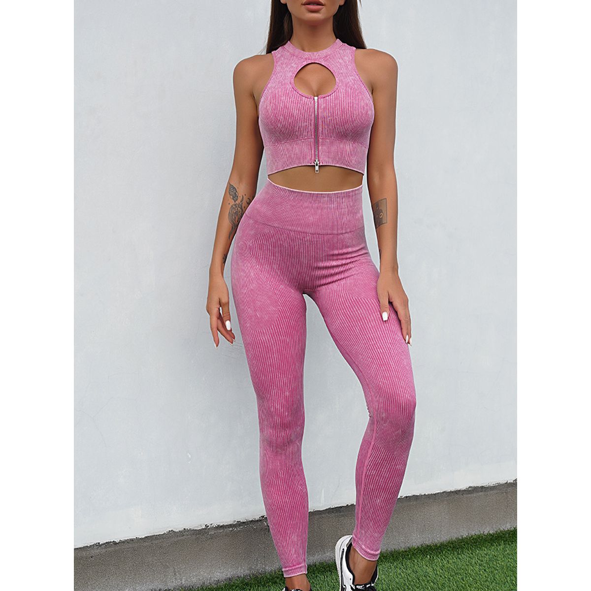 GENERICO - CONJUNTO DEPORTIVO MUJER LEGGIN +TOP CIERRE