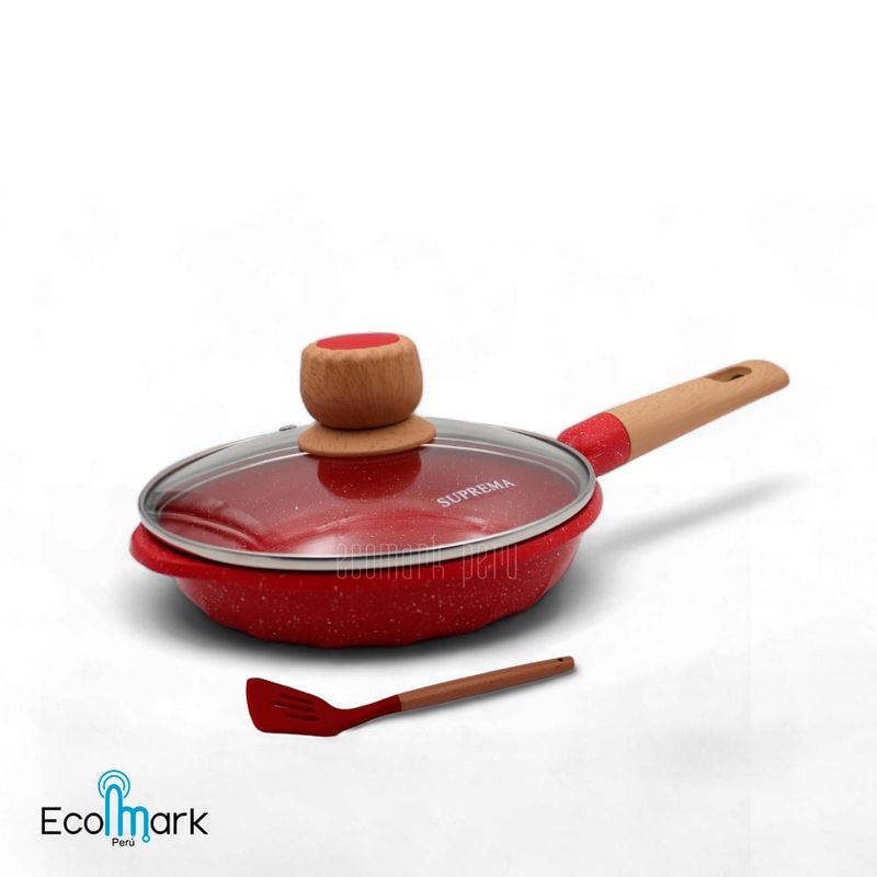 GENERICO - Sartén Granito Antiadherente SUPREMA 20cm rojo