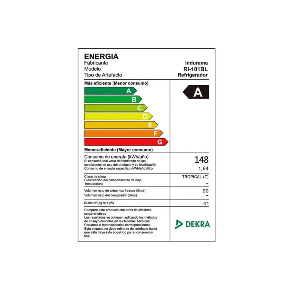 INDURAMA - Refrigeradora 90L Defrost Mini bar RI-101BL - Blanco