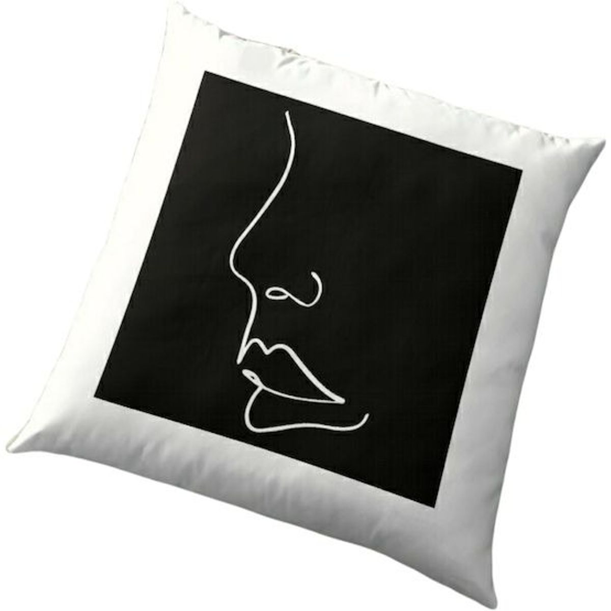 GENERICO - Funda Zara Almohadas Minimalista Silueta De Rostro Femenino Negro 40x40cm