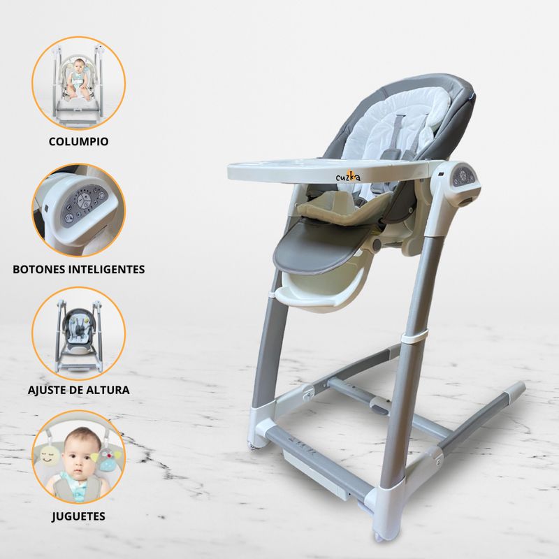 DOUX BEBE - Columpio Comedor 3 en 1 «LUXURIOUS» Grey