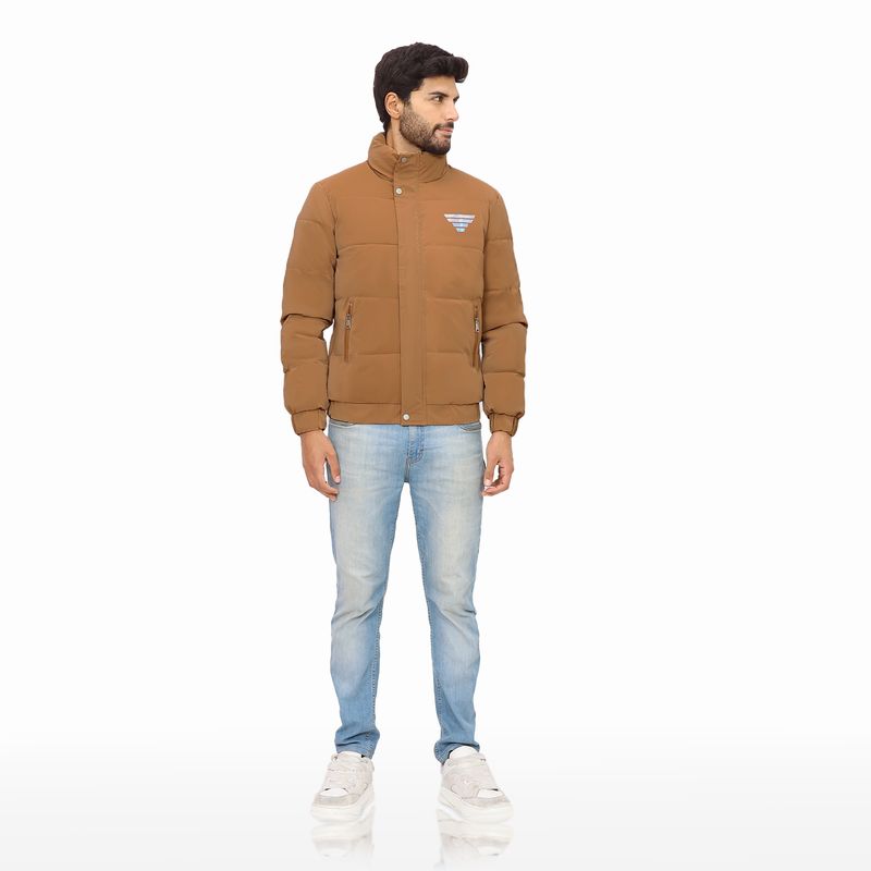 INDEMA - Casaca Puffer Juvenil de Plumón para Hombre Color Camel