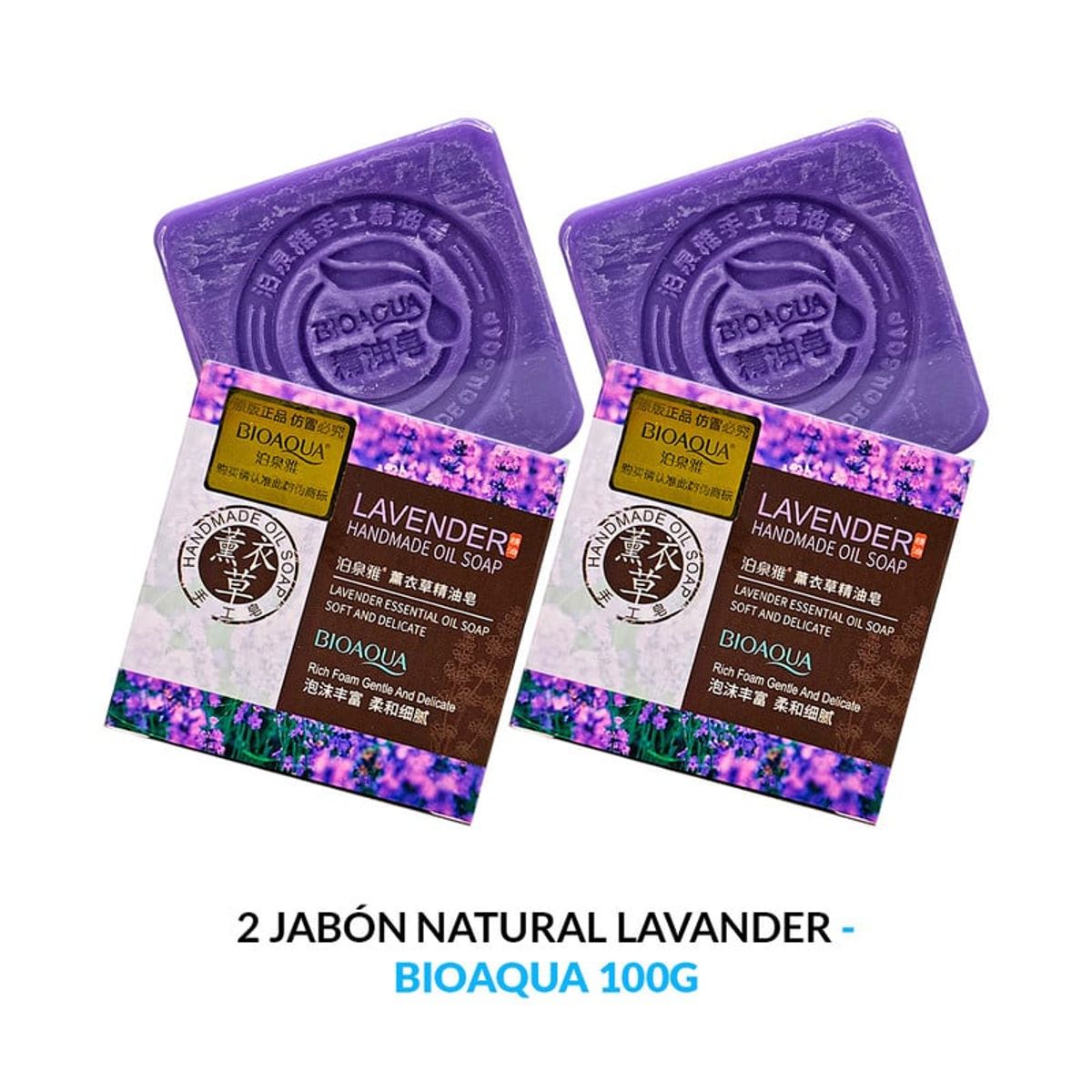 BIOAQUA - Jabón Natural De Lavanda Desintoxicante Bioaqua 100Gr 2 Unidades