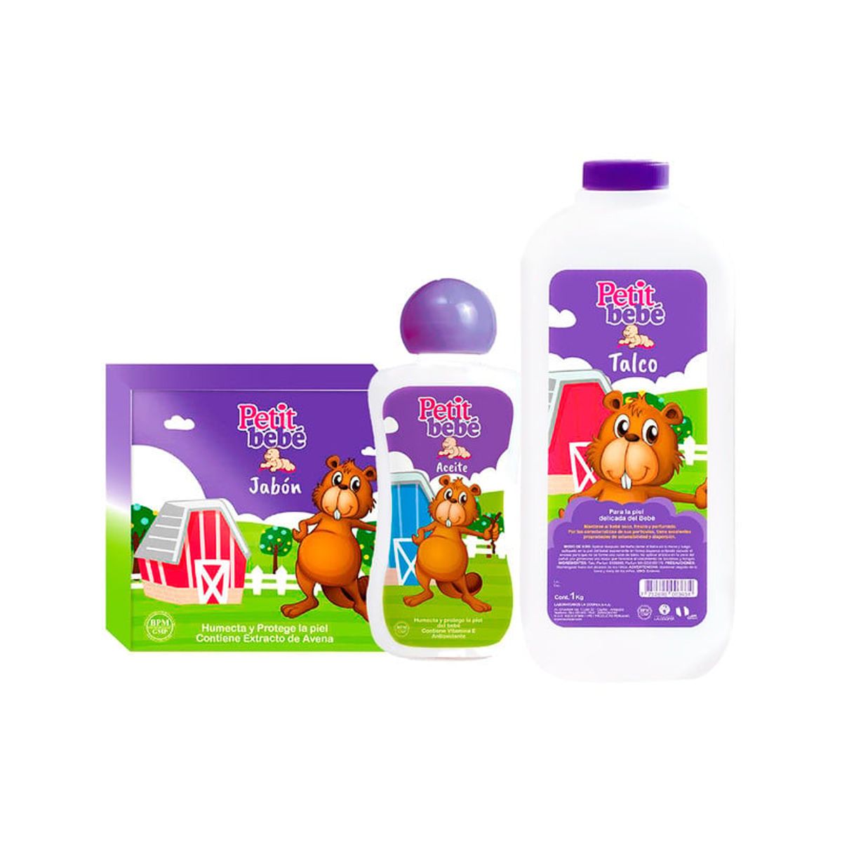 GENERICO - Jabón 80Gr + Aceite130ml + Talco 1kg Petit Bebe
