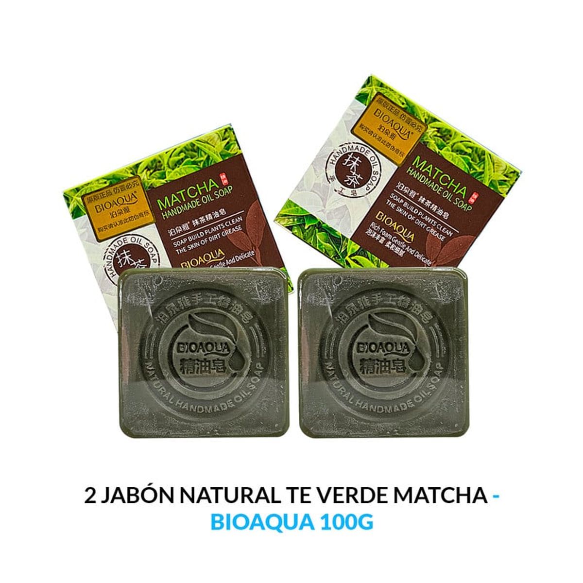 BIOAQUA - Jabón Natural Te Verde Matcha Desintoxicante Bioaqua 100Gr 2 Unidades