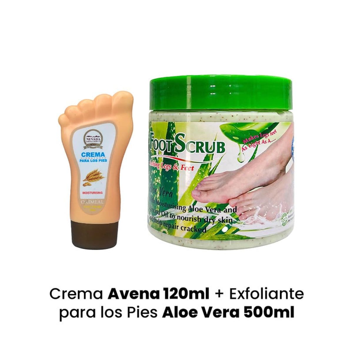 NEVADA NATURAL PRODUCTS - Crema Avena120ml + Exfoliante para los Pies Aloe Vera 500ml Wokali