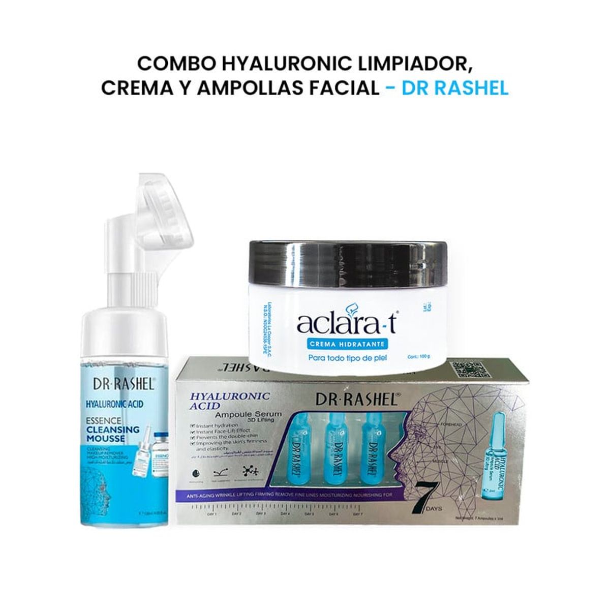 GENERICO - Combo Hyaluronic Limpiador Crema Ampollas Faciales