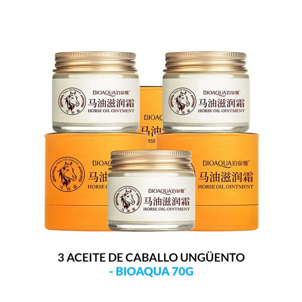 BIOAQUA - Aceite De Caballo Anti-Envejecimiento Bioaqua 70Gr 3 Unidades