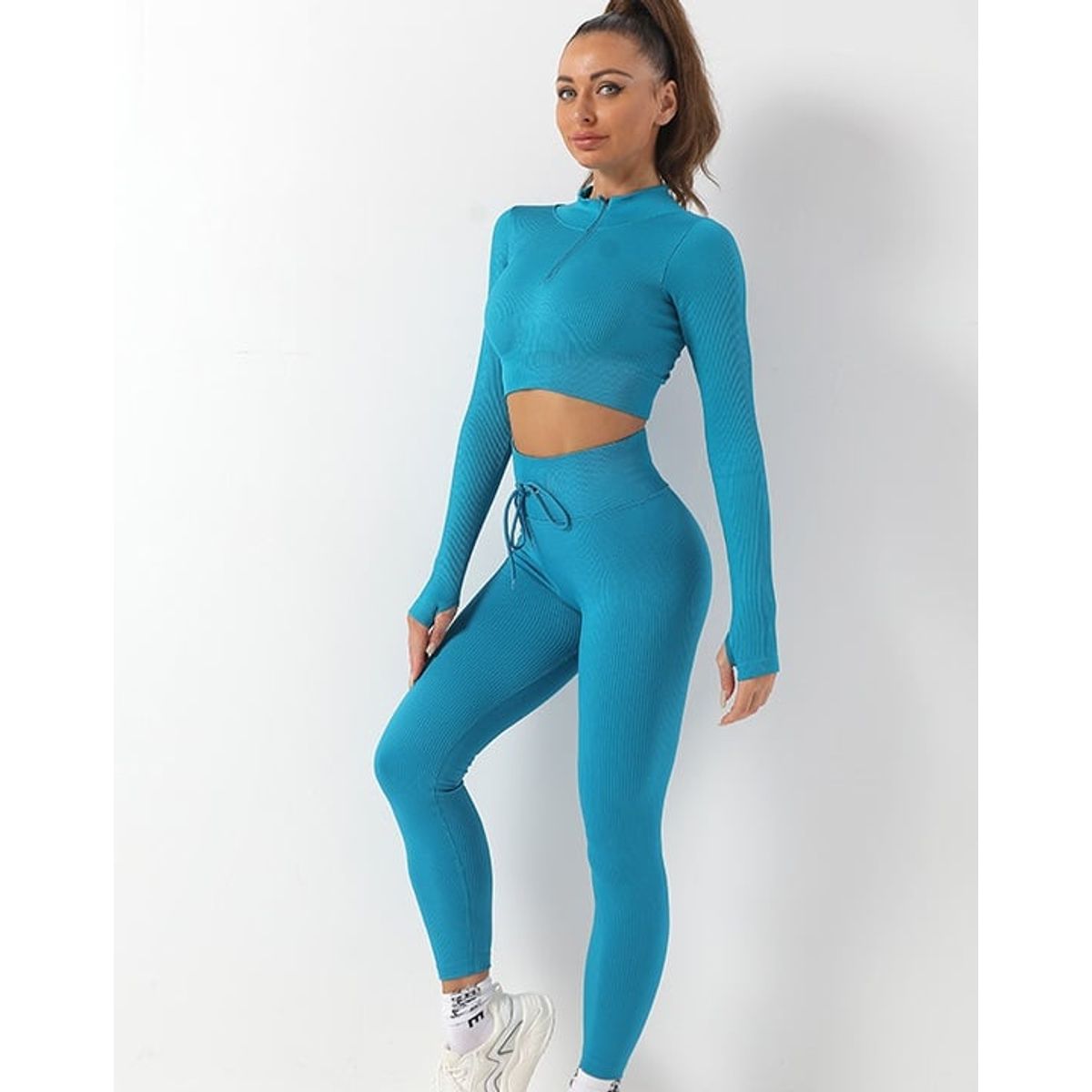 GENERICO - Conjunto deportivo mujer acanalado con cierre