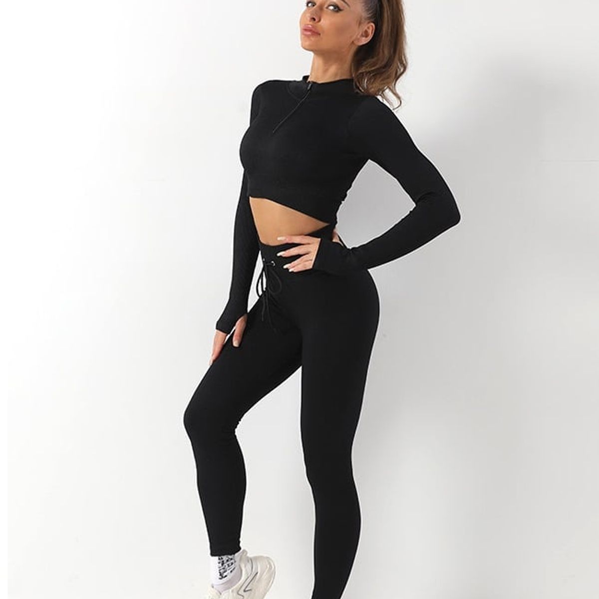 GENERICO - Conjunto deportivo mujer acanalado con cierre