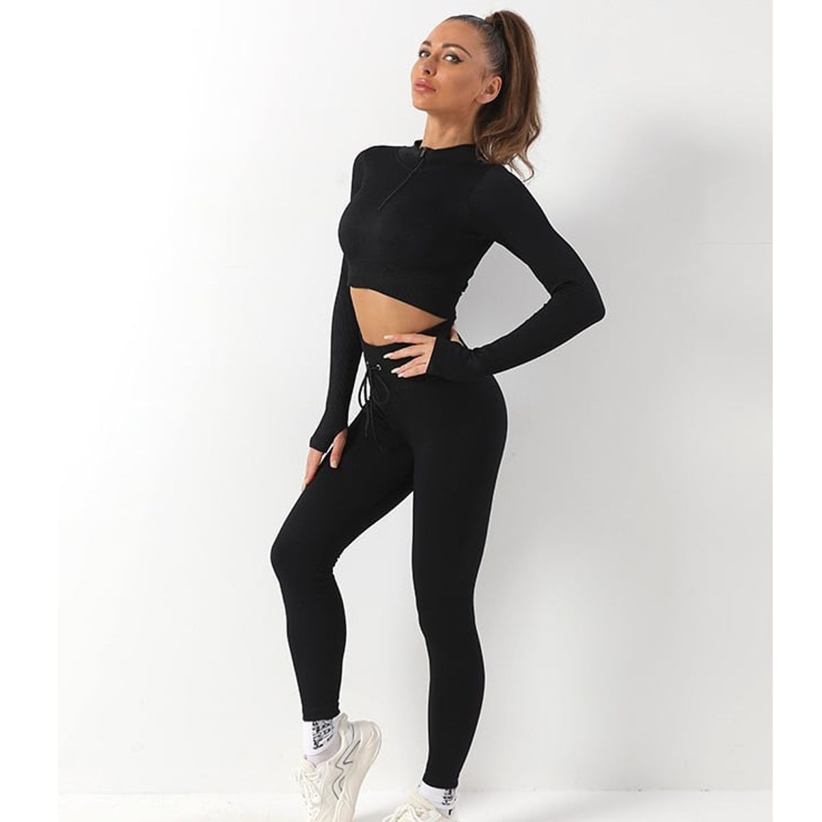 GENERICO - Conjunto deportivo mujer acanalado con cierre