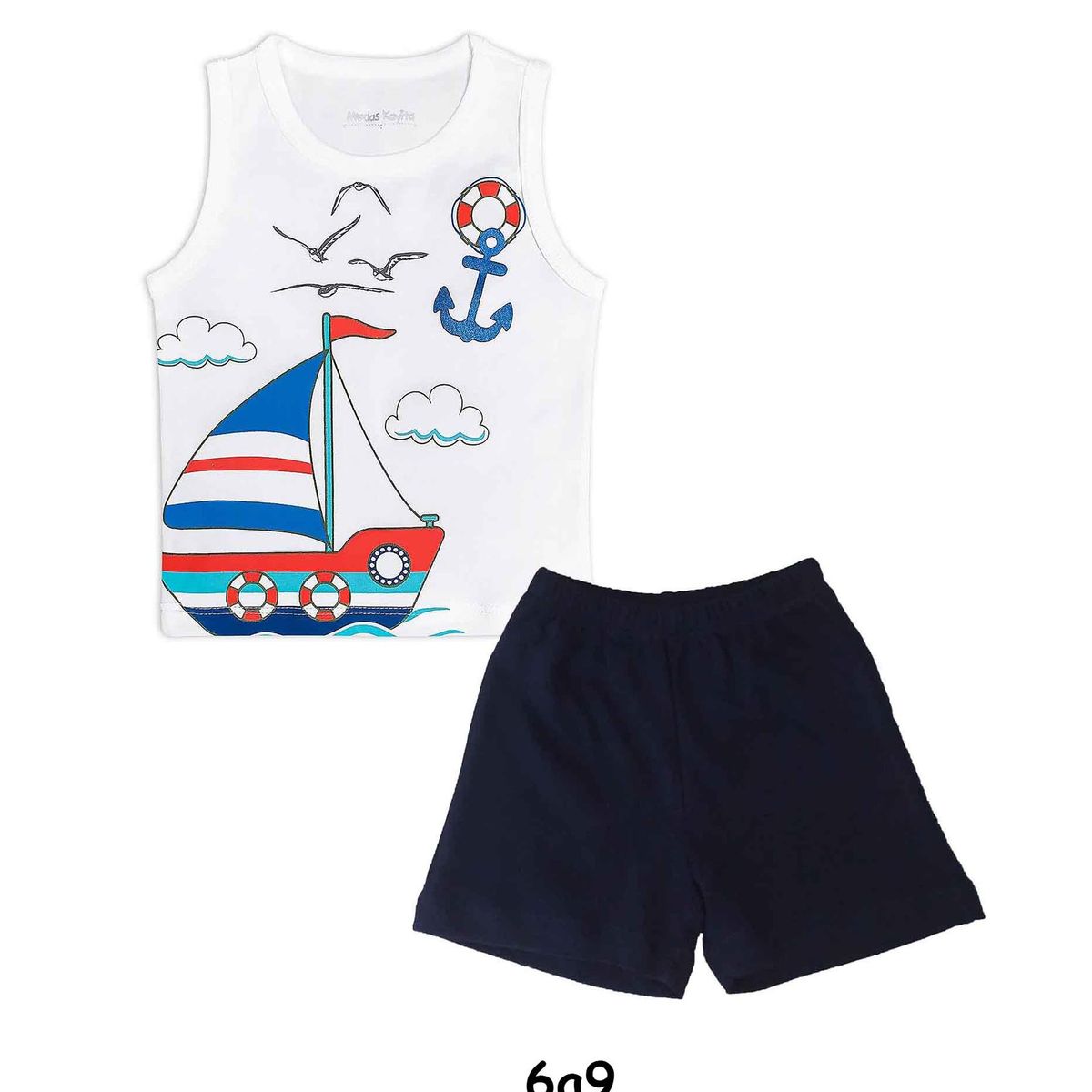 GENERICO - Conjunto Bebé Bividi Short Barquito Blanco de Algodón Pima