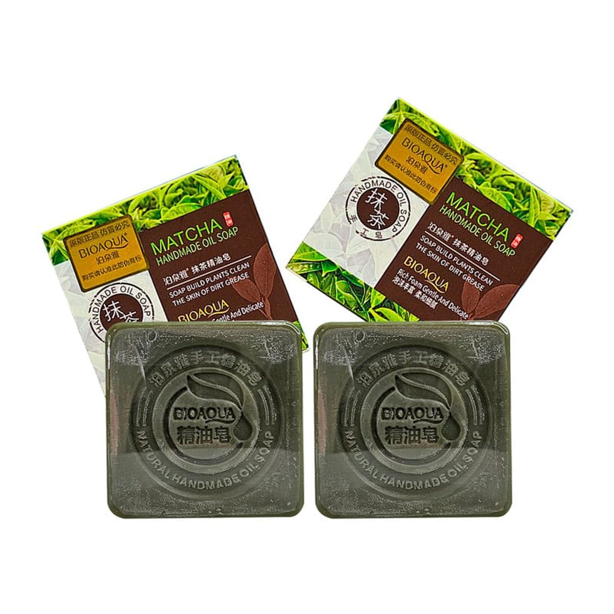 BIOAQUA - Jabón Natural Te Verde Matcha Desintoxicante Bioaqua 100Gr 2 Unidades