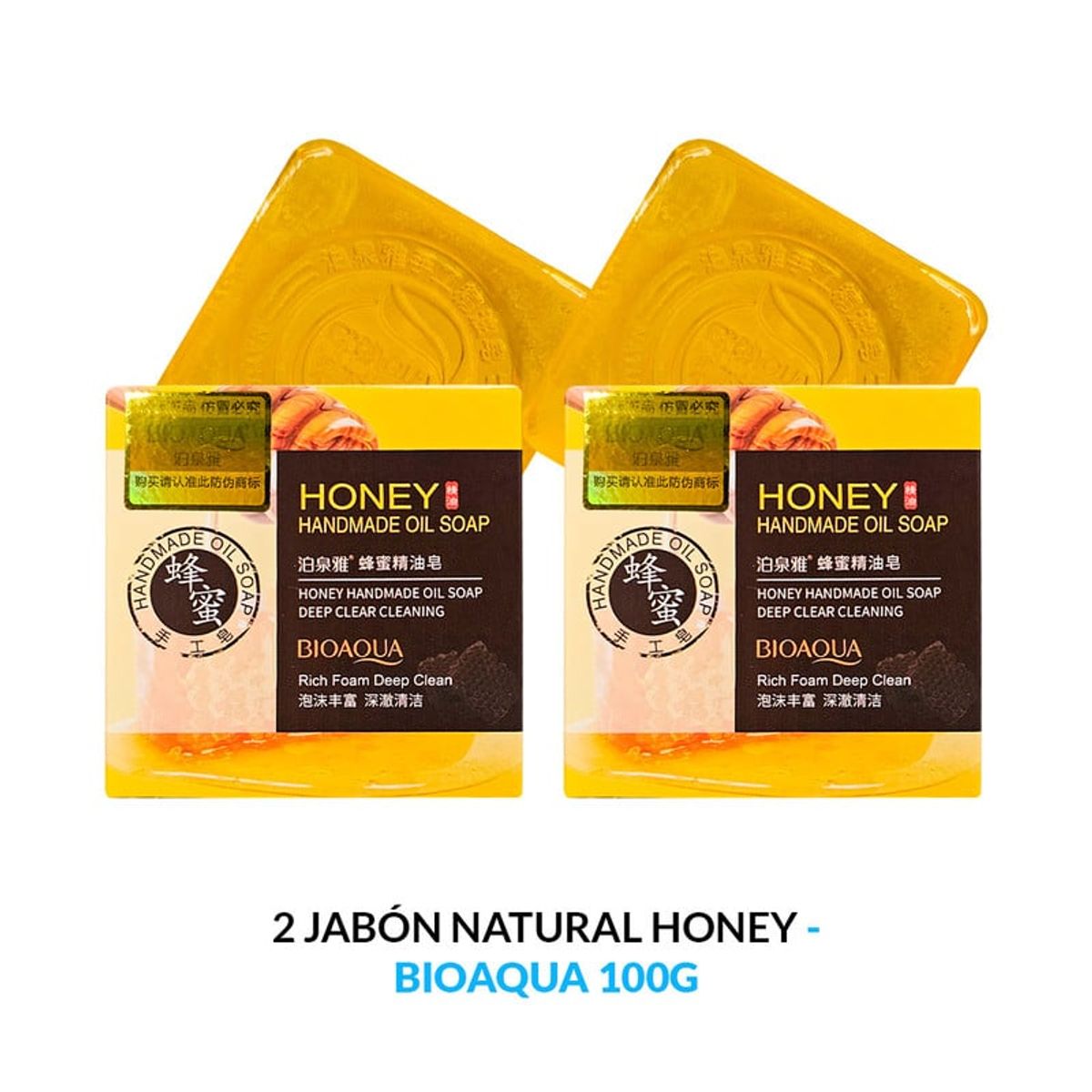 BIOAQUA - Jabón Natural De Miel Desintoxicante Bioaqua 100Gr 2 Unidades