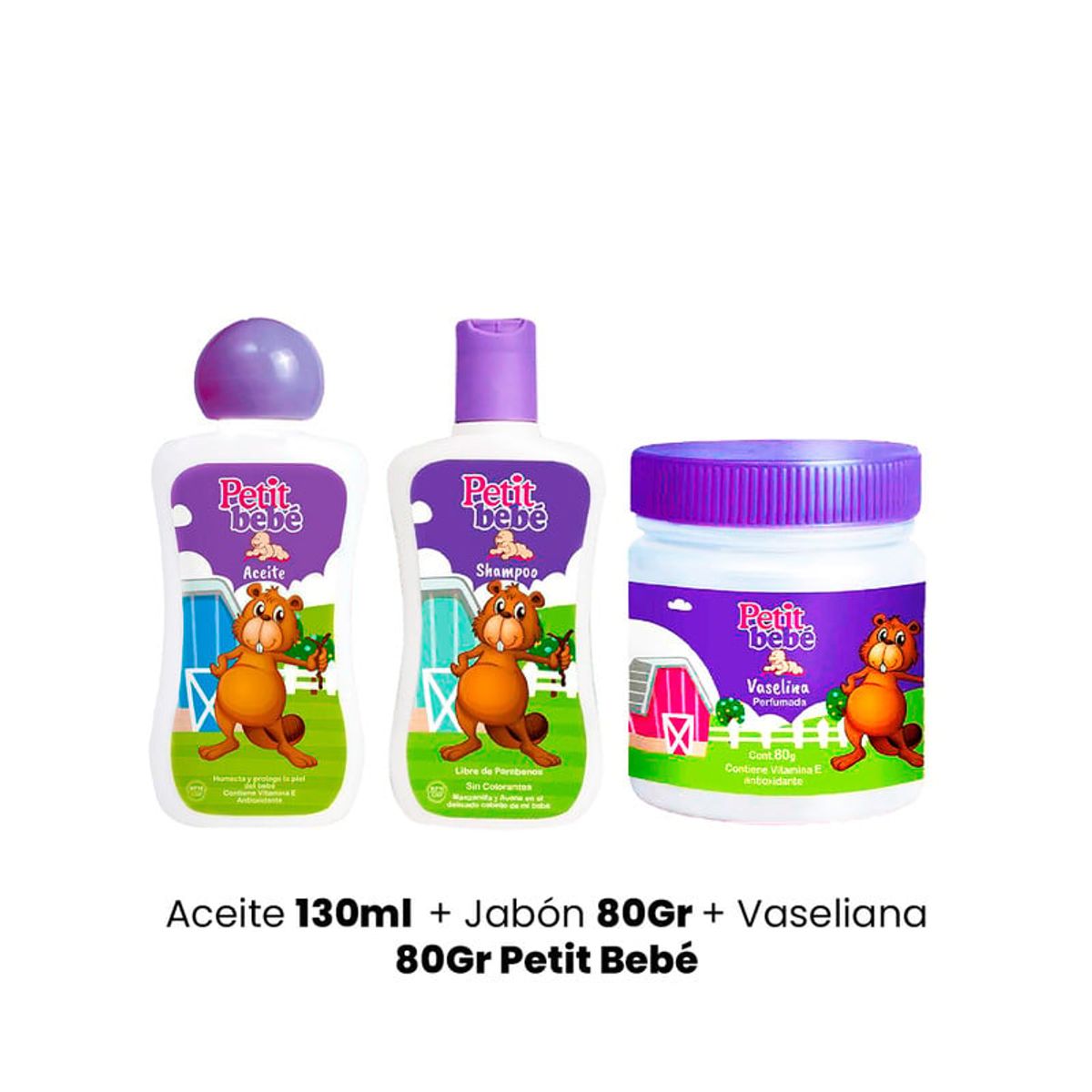 GENERICO - Aceite 130ml + Jabón 80Gr + Vaseliana 80Gr Petit Bebé