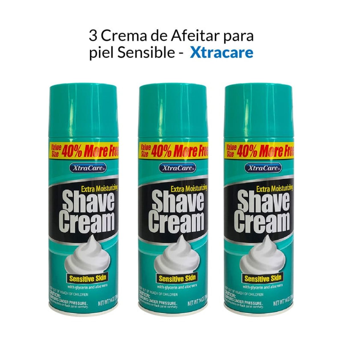 GENERICO - Crema De Afeitar Para Piel Sensible 396Gr Xtracare 3 Unidades