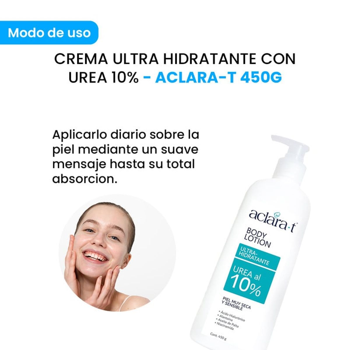 GENERICO - Crema Ultra hidratante con urea 10% Aclara-T 450Gr