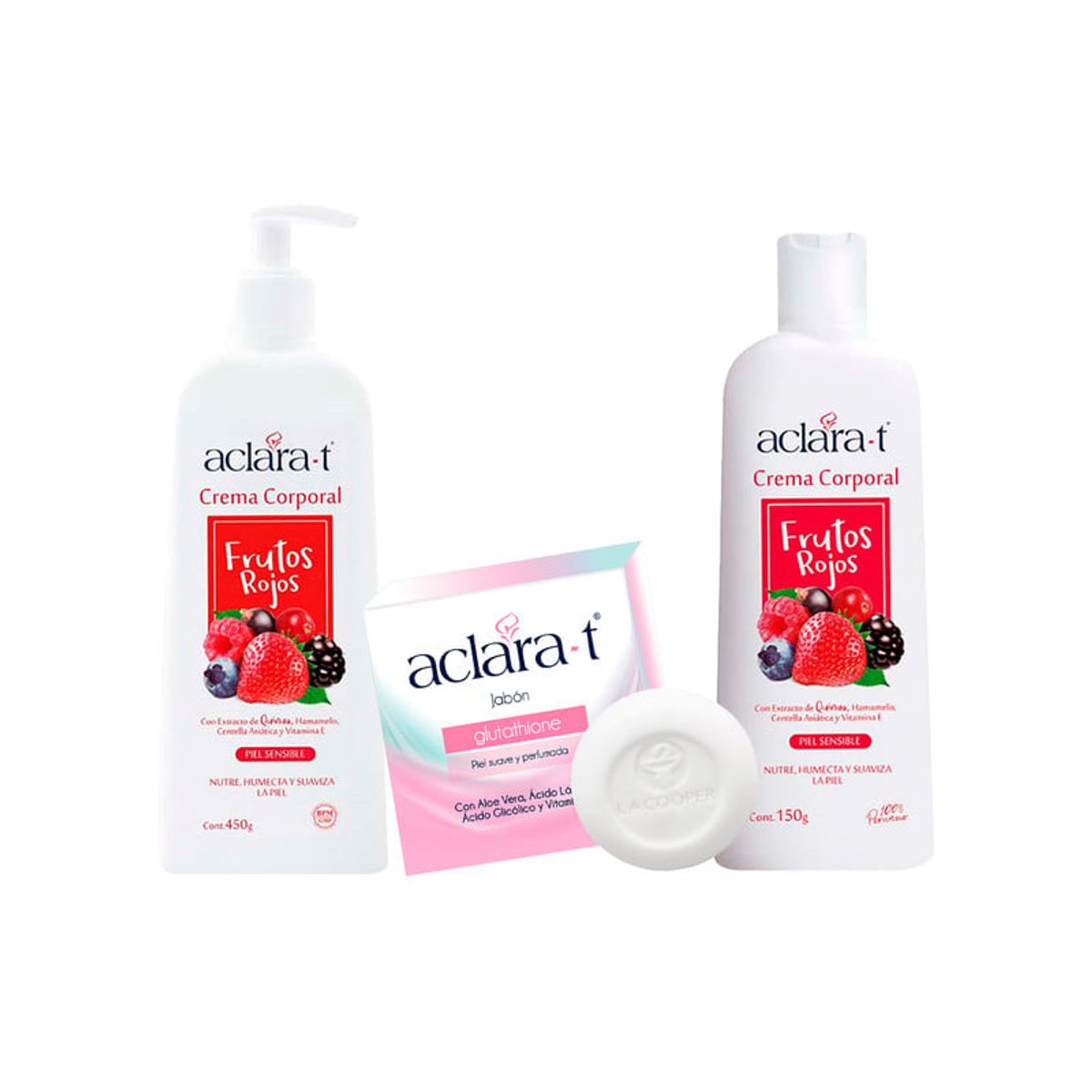 GENERICO - Crema Corporal Frutos Rojos 450gr y 150Gr + Jabón con Glutathione 80Gr