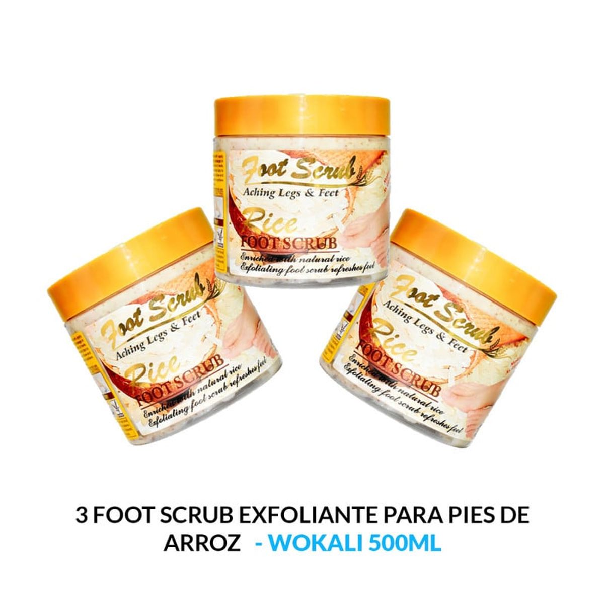 WOKALI - Exfoliante Para Pies De Arroz  500Gr Fruit Of The Wokali 3 Unidades